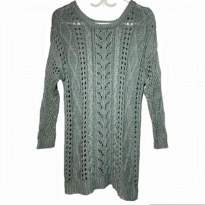 Moussy Long Sleeve Crochet Knit Sweater Dress